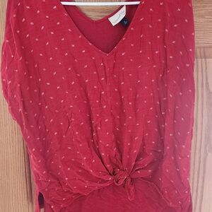 Red Women's Top with Knot Detail